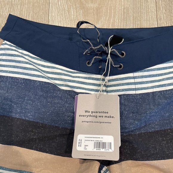 New Patagonia W's Wavefarer Boardshorts 5" Stripe Texture Tidepool Blue Sz 2 - Picture 6 of 9